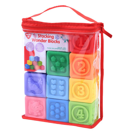 Klocki dotykowe Playgo, które można układać w stosy - 9 sztuk.