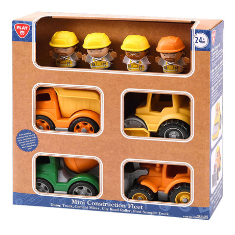 Zestaw mini pojazdów budowlanych Playgo z figurkami - 8 sztuk.