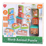 Playgo Play drewniane puzzle ze zwierzętami, 20 elementów.