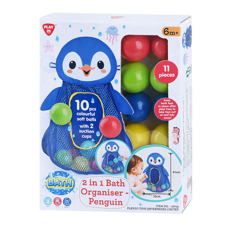 Playgo Pingwin do przechowywania zabawek do kąpieli z kulkami - 11 sztuk.