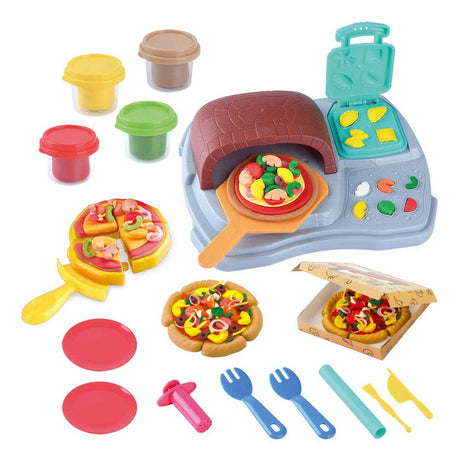 Zestaw glinianych zabawek Playgo na pizzę z 4 glinianymi garnkami dla dzieci.