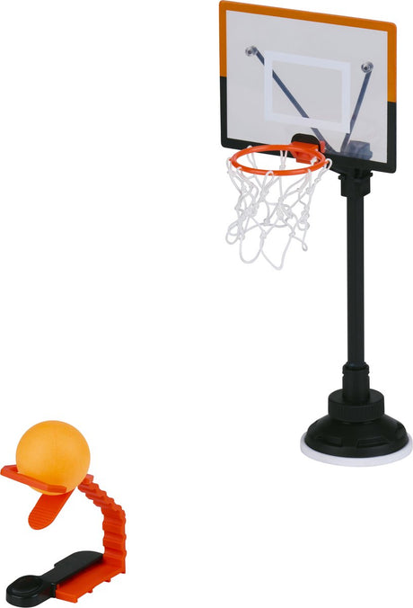 Eddy toys basketbal desktopspel - compact bureau basketbalspel met ball launcher en 3 balletjes - mini arcade spel voor op kantoor of thuis - 29 cm - kunststof - oranje zwart wit