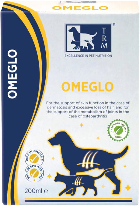 Trm Olej tłoczony na zimno omeglo 500 ml - kwasy tłuszczowe omega 3 funkcja skóry - pasza uzupełniająca dla psów i kotów
