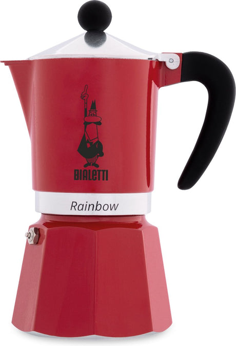 Perkolator Bialetti Rainbow Red – 3 filiżanki – 200 ml – autentyczny włoski ekspres do kawy