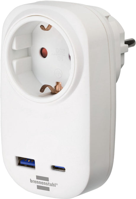 Adapter wtyczki Brennerstuhl z zasilaniem USB-C do szybkiego ładowania (1x ładowarka USB-C 20W, 1x USB-A 18W)