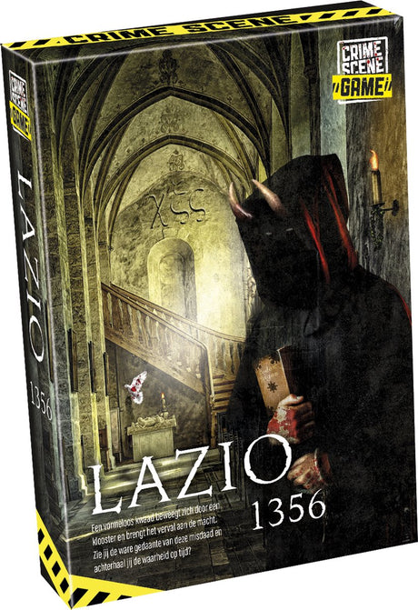 Taktyczne miejsce zbrodni Lazio 1356 – gra planszowa – gra kryminalna – tajemnica historyczna w klasztorze – dogłębne dochodzenie i dedukcja – seria scen zbrodni – studio burzy gier -1 lub więcej graczy – od 18 lat