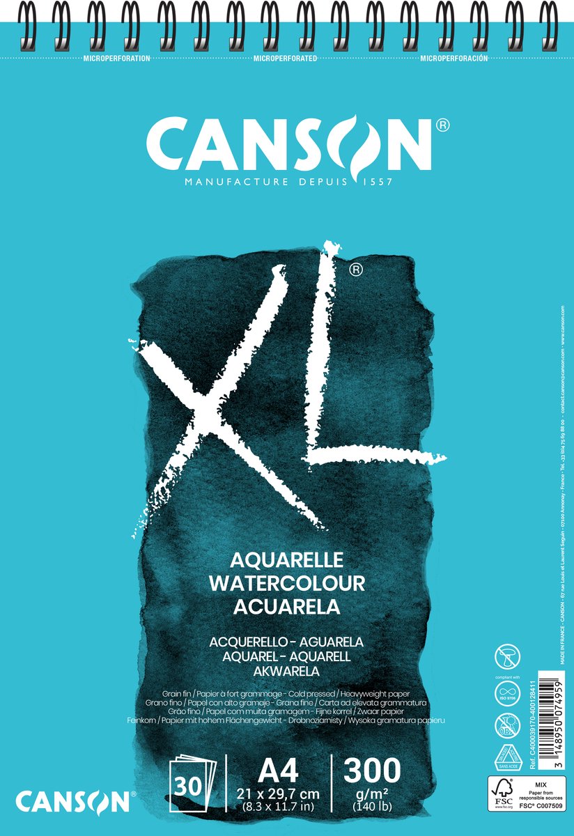 Blok akwarelowy Canson akwarela xl 300 g m² 210 x 297 mm