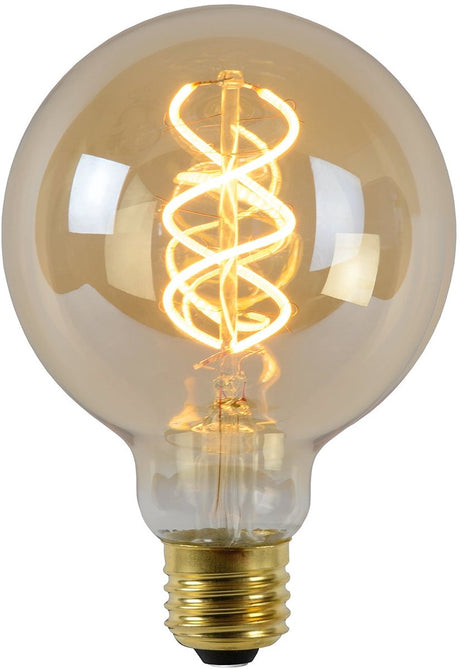 Lucide g95 - żarówka - ø 9,5 cm - LED ściemnialna - E27 - 1x4,9W 2200K - bursztynowa