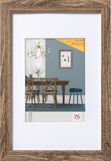 Walther fiorito - mdf houten lijst - fotoformaat 40x60 cm - kunstglas - okkernoot