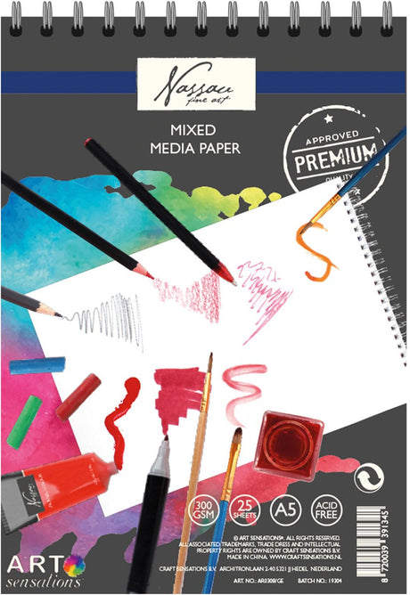 Creative Craft Group Sketchbook Mixed Media Papier A5, 25 arkuszy