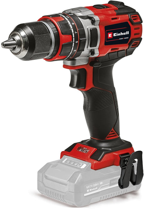 Wiertarko-wkrętarka udarowa akumulatorowa Einhell TP-CD 18 50 li-i bl solo - power x-change - 18 V Li-Ion - z funkcją udaru - 2 prędkości - 50 nm - silnik bezszczotkowy - wył. akumulator i ładowarka