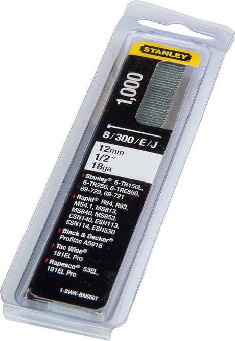 Gwoździe Stanley 12mm typ j - 1000 sztuk