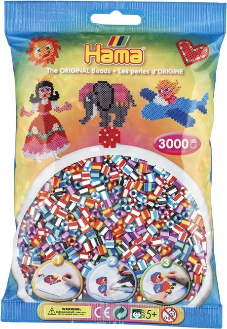 Mieszanka koralików midi do naprasowania Hama - w paski (201-90), 3000 szt.