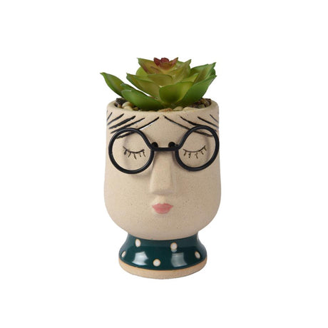 Decoris sztuczna roślina soczysta w doniczce z ceramicznym blatem 7,8x7,2x13,5cm