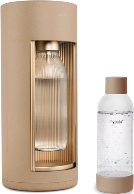 Mysoda glassy latte - designerski ekspres do wody gazowanej wykonany z ekologicznego biokompozytu aluminium - w zestawie 2 butelki