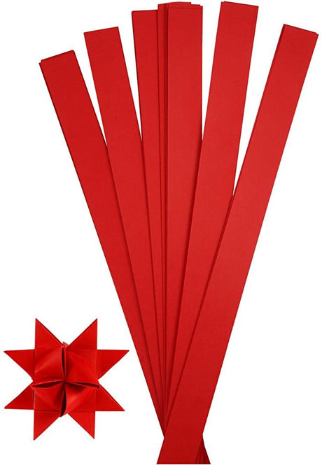 Paski do plecionki firmy Creativ - paski papieru - dekoracja hobbystyczna DIY - czerwony - wymiary 73x11,5 cm - szerokość 25 mm - zestaw 100 szt.