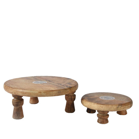 Zestaw platform Decoris z drewna mango, 2-częściowy, ø25cmh8cm