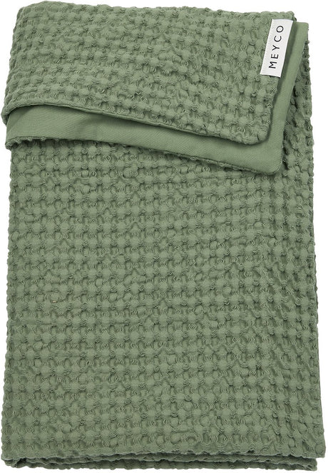 Bawełniany kocyk do łóżeczka Meyco waflowy - oliwkowy - 75x100cm - 1,0 tog