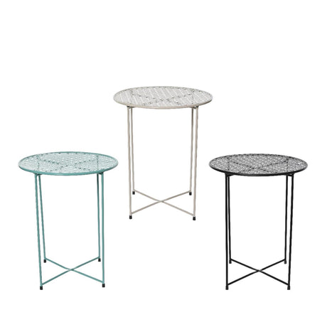 Stolik boczny Decoris żelazny do wnętrz ø40cm x wys.48cm - czarny, beżowy lub niebieski