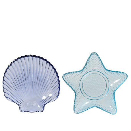 Szkło płaskie Decoris ã˜14cmh2cm muszla lub gwiazda niebieska