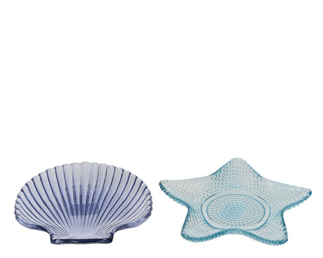 Szkło płaskie Decoris ã˜14cmh2cm muszla lub gwiazda niebieska