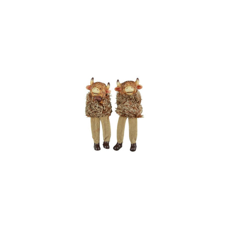 Countryfield beeld schotse hooglander met bungelbenen temmi bruin polystone 7x6x24cm 2 assorti