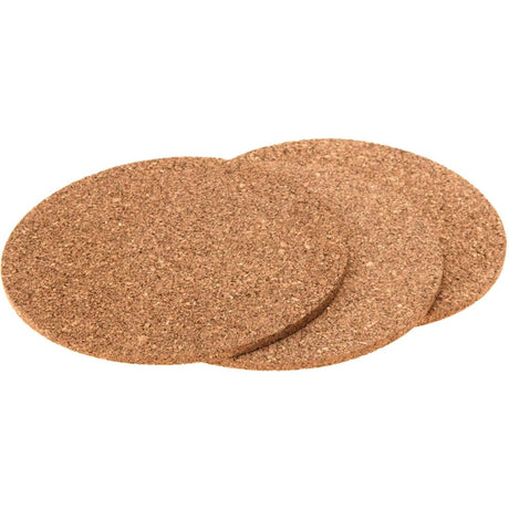 Znakomite podkładki pod artykuły gospodarstwa domowego, okrągłe, korkowe, zestaw 3 sztuk o średnicy 20 cm