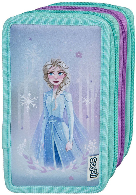 Piórnik Undercover Disney Frozen 3-przegródkowy, wypełniony zestaw szkolny, wielokolorowy.