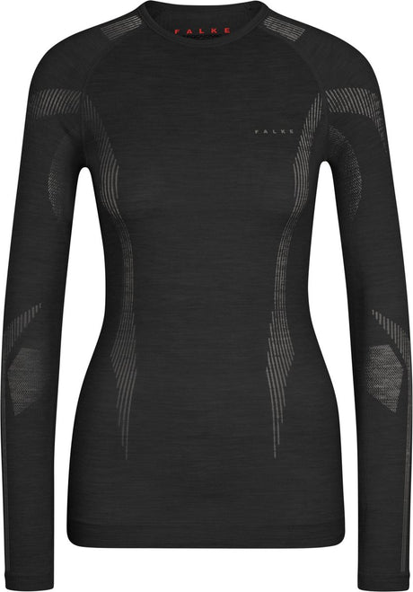 Szybkoschnąca, wełniana, funkcjonalna koszula z długim rękawem Falke dla kobiet, czarna - rozmiar m