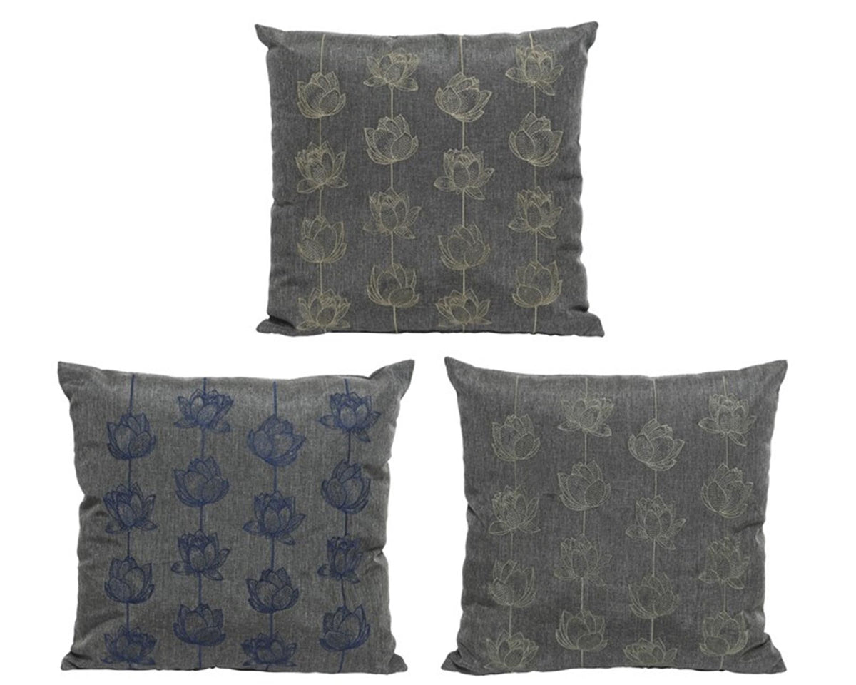 Decoris szara poduszka ogrodowa olefinowa z kwiatami 45x45x15 różne kolory