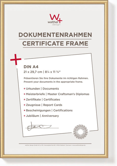 Walther new lifestyle - ramka plastikowa - rozmiar zdjęcia 21x29,7 cm (din A4) - złota