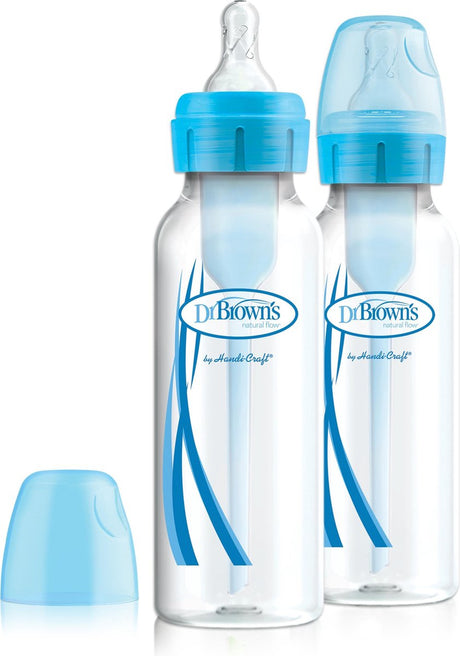 Opcje Dr Brown's+ butelka antykolkowa dla niemowląt - butelka z wąską szyjką - 250ml - niebieska - 2 sztuki