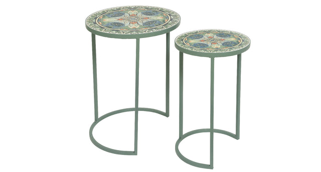 Sidetable cancun ijzer outdoor groen mozaïek h.54cm d.40cm