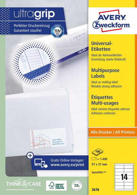 Niemarkowe etykiety uniwersalne sans marque avery 3678 97x37mm