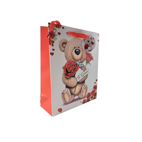 Torebki na prezenty kwiatowy miś 32x26x10 cm