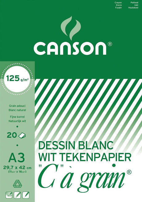 Canson - biały papier rysunkowy a3 - 'c 'à grain 125 g m² - 20 ark. - 1 szt.