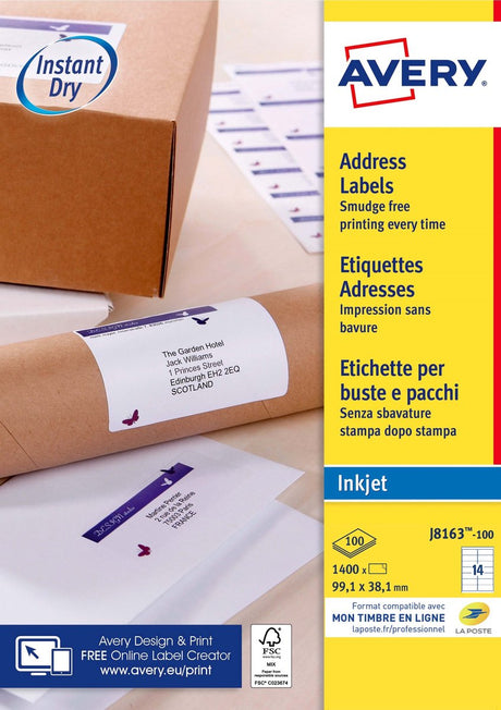Etykieta adresowa Avery biała - do drukarek atramentowych - j8163