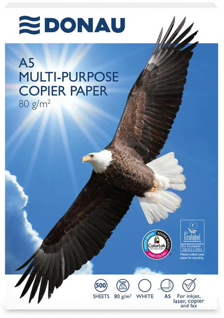 Papier drukarski Donau ft A5, 80 g, opakowanie 10 sztuk po 500 arkuszy