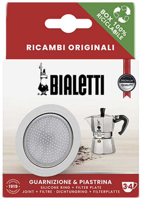 Pierścień silikonowy do płytki filtrującej Bialetti - odpowiedni do 2 filiżanek brikki i moki indukcyjnej 4 filiżanek - oryginalna część zamienna