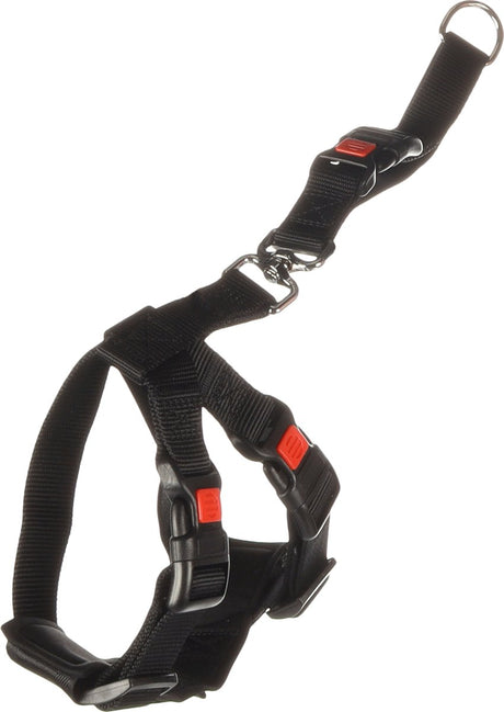 Szelki samochodowe Flamingo dla psa w rozmiarze S - czarne 35-50 cm