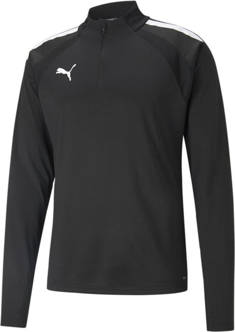 Koszulka sportowa unisex Puma Teamliga 1 4 zip top jr - czarno-biała