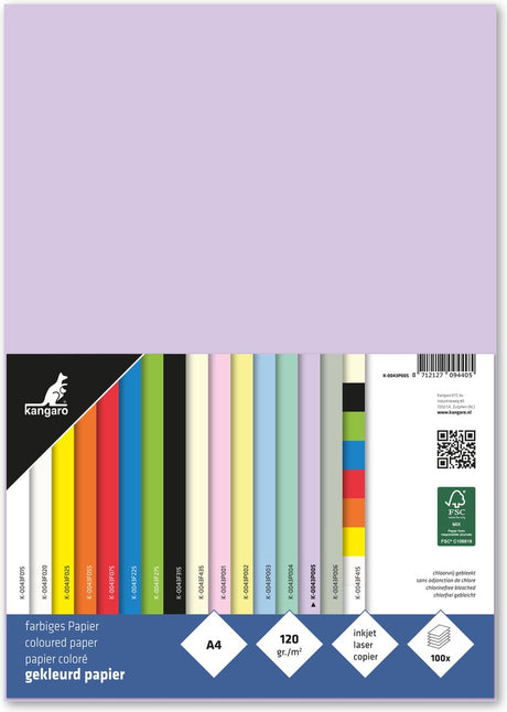 Papier Kangaro - a4 - 120 gram fsc - opakowanie 100 ark. - pastelowy fiolet