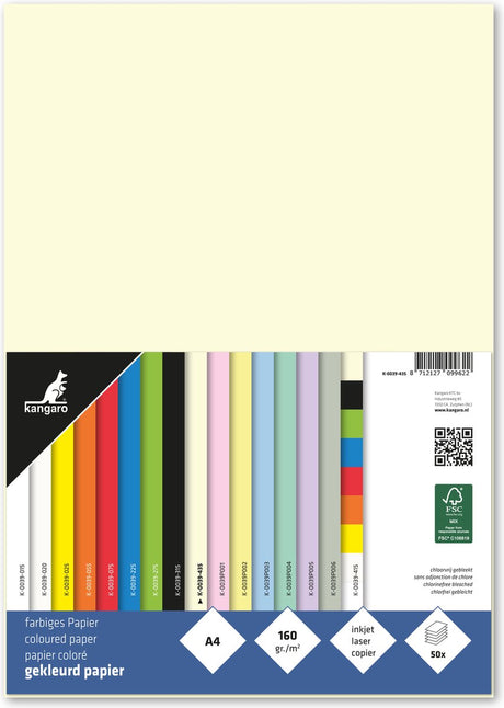 Papier Kangaro - a4 - 160 gram fsc - opakowanie 50 arkuszy - beżowy
