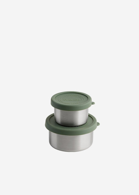 Aya ida aya ida - zestaw pojemników na przekąski - pudełko na lunch - pudełko na pigułki - zestaw pojemników na żywność - pojemnik na muesli - 100ml + 200ml - tropikalna zieleń