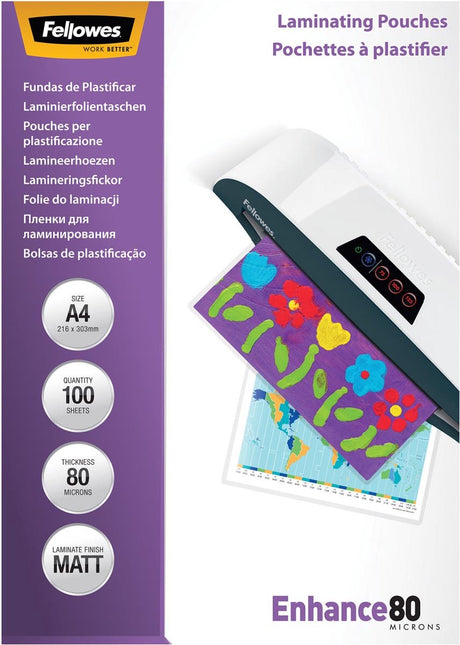 Folie do laminowania Fellowes Enhance Matt 80 mikronów A4 100 sztuk