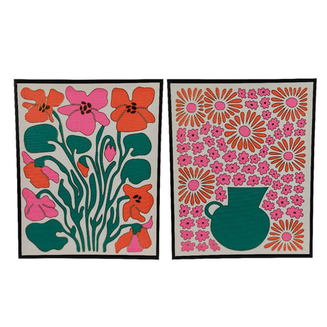 Płótno malarskie Decoris fsc 100% 2,8cm x szer.40cm x wys.50cm z różowo-zielonymi kwiatami