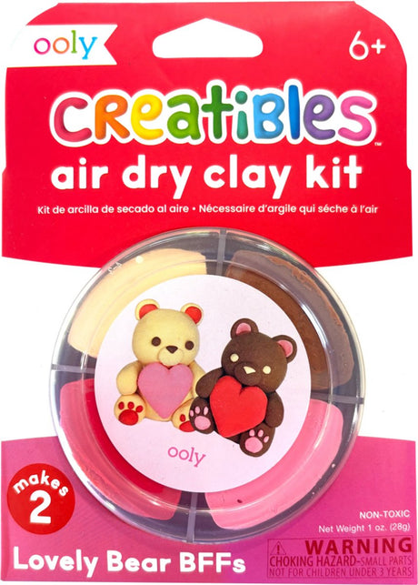 Ooly - kreatywnie - mini zestaw glinek suszonych na powietrzu - urocze misie bff's - 4 kolory gliny