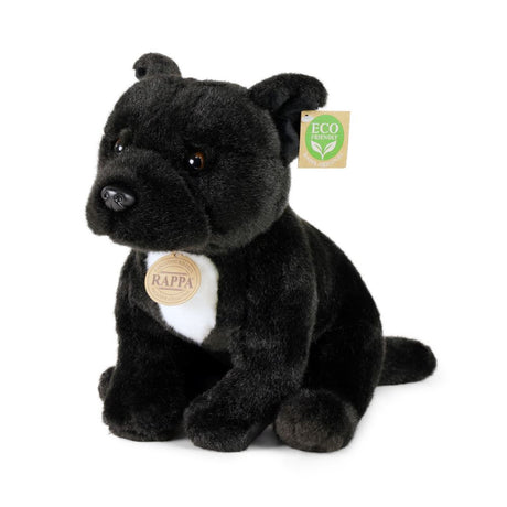 Ekologiczna przytulanka Rappa Staffordshire bull terrier 30 cm - realistyczna przytulanka wykonana z przetworzonych butelek PET - czarna