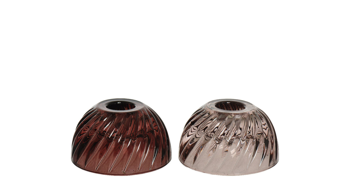 Kandelaar glas 2 kleuren assortie h5 d8cm