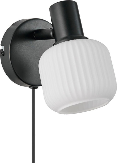 Nordlux Milford mini kinkiet-e14-szkło opalowe czarne